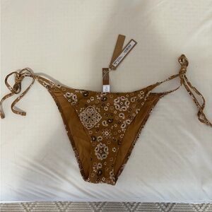 SKIMS NWT Paisley (Almond Banana) Tie-Side Bikini Bottoms in Mustard